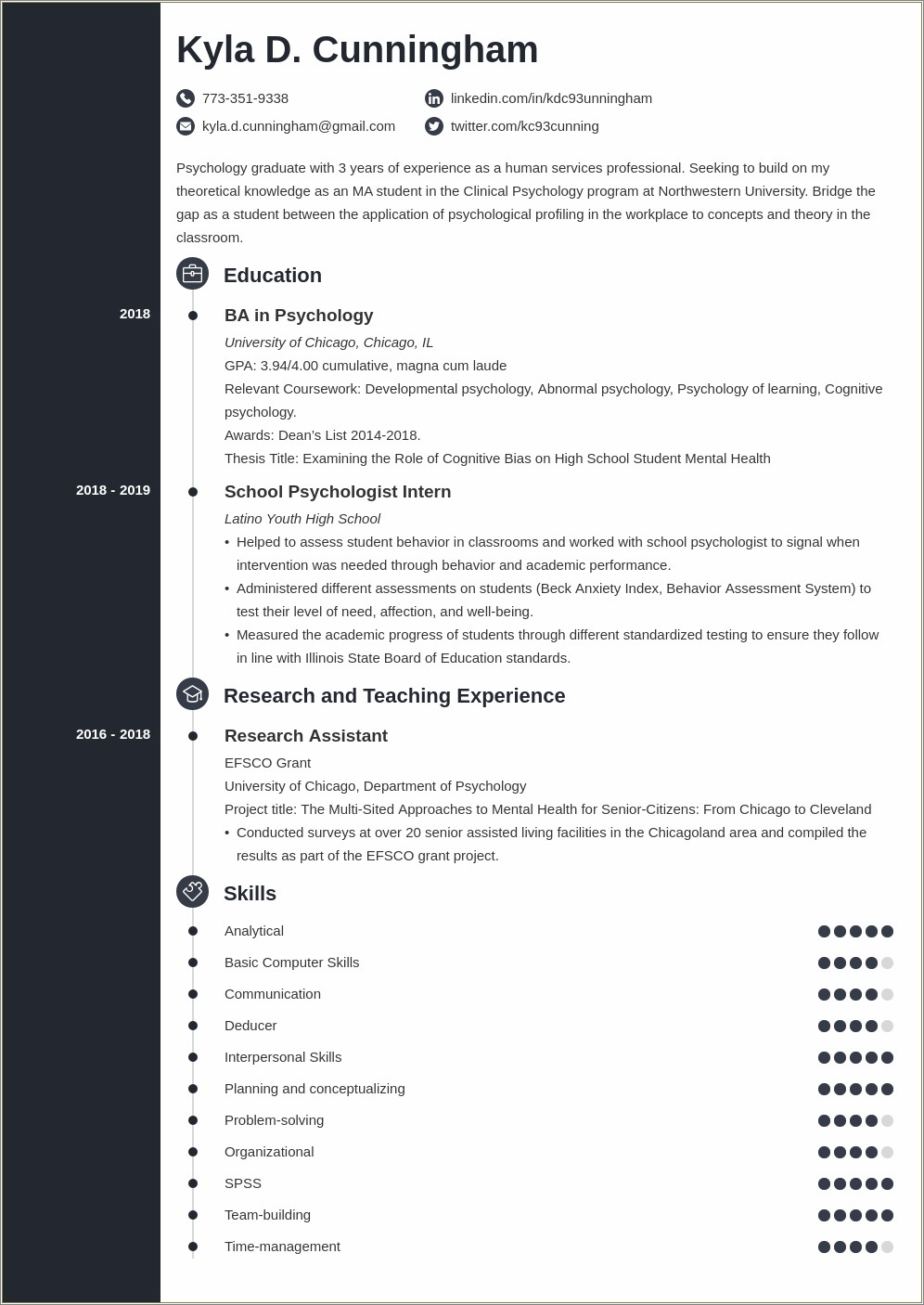 Sample Cv Resume For Graduate School