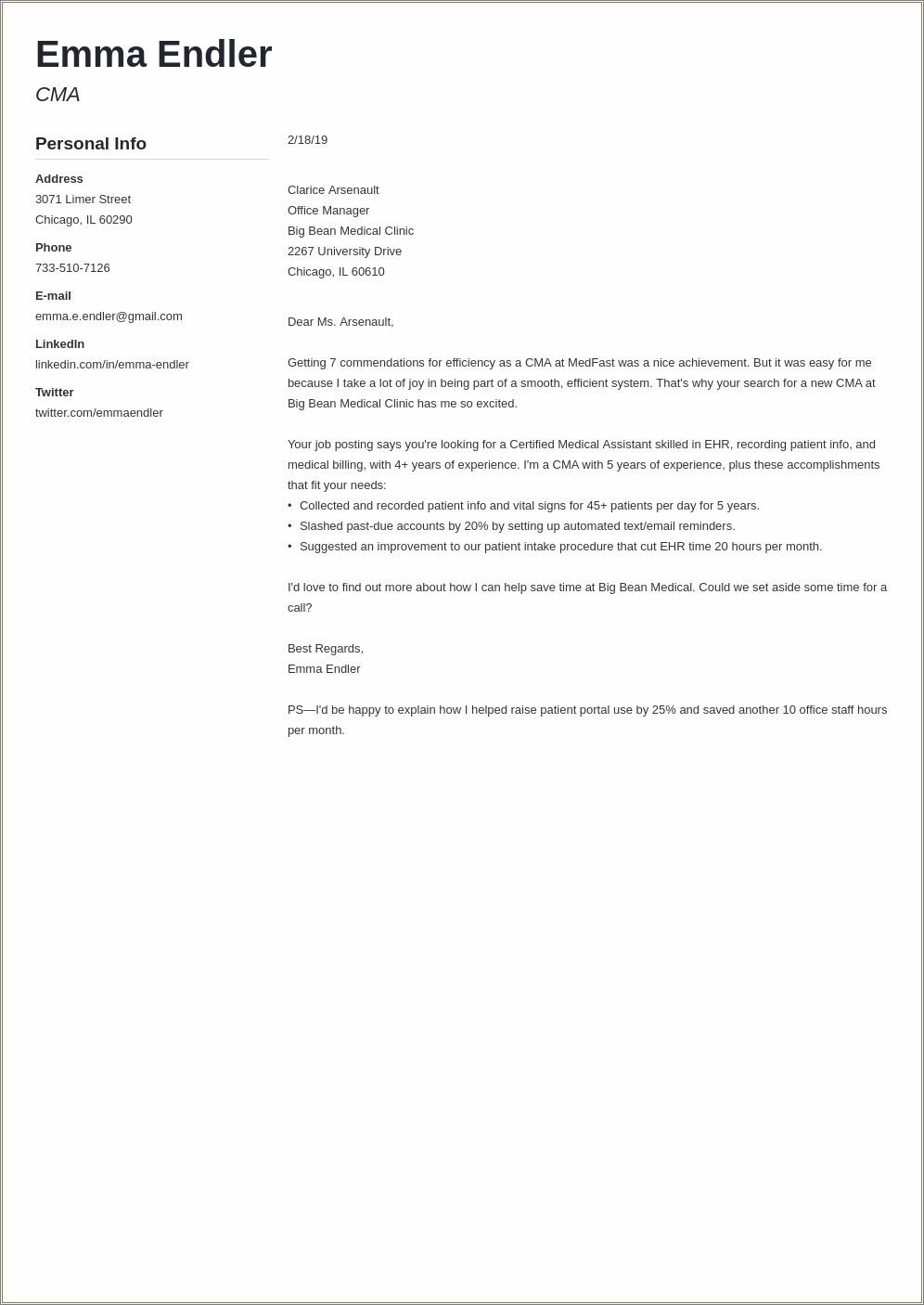 Sample Email Cover Letter For Resume Attached