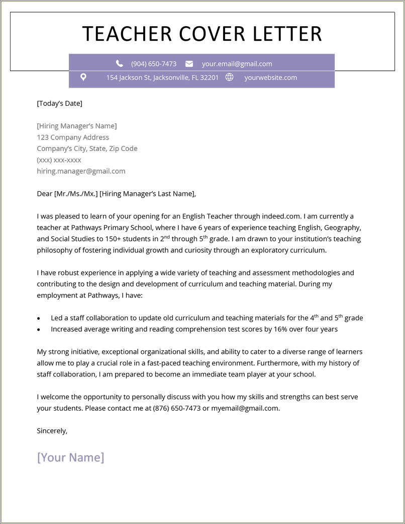 Sample Email For Sending Resume And Cover Letter