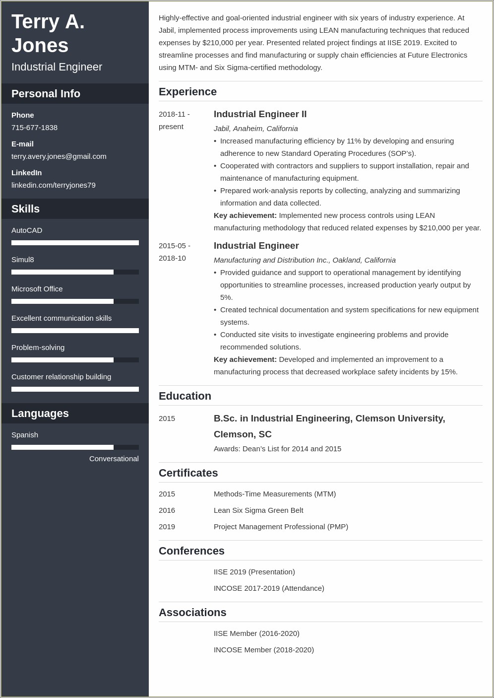 Sample Engineering Phd Resume For Industry