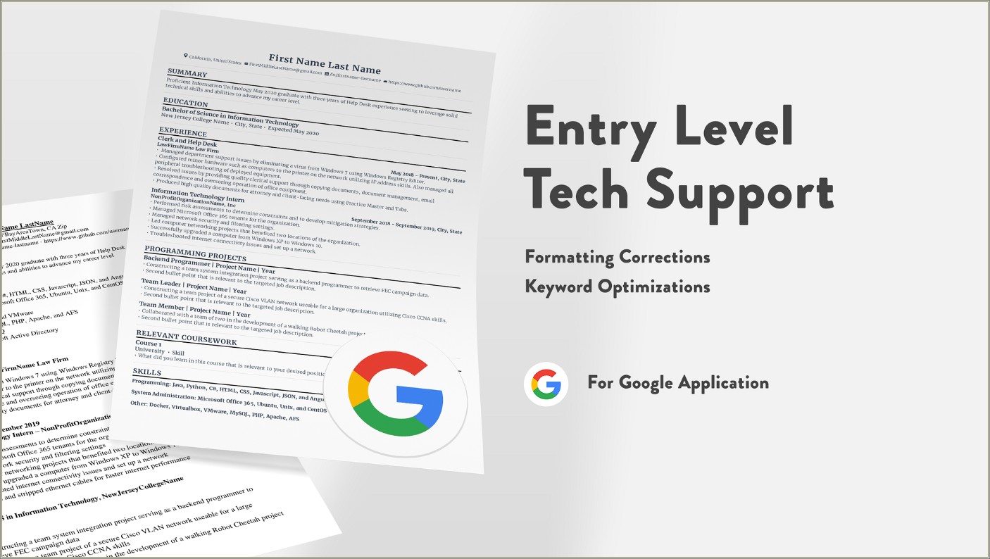 Sample Entry Level Appication Support Resume