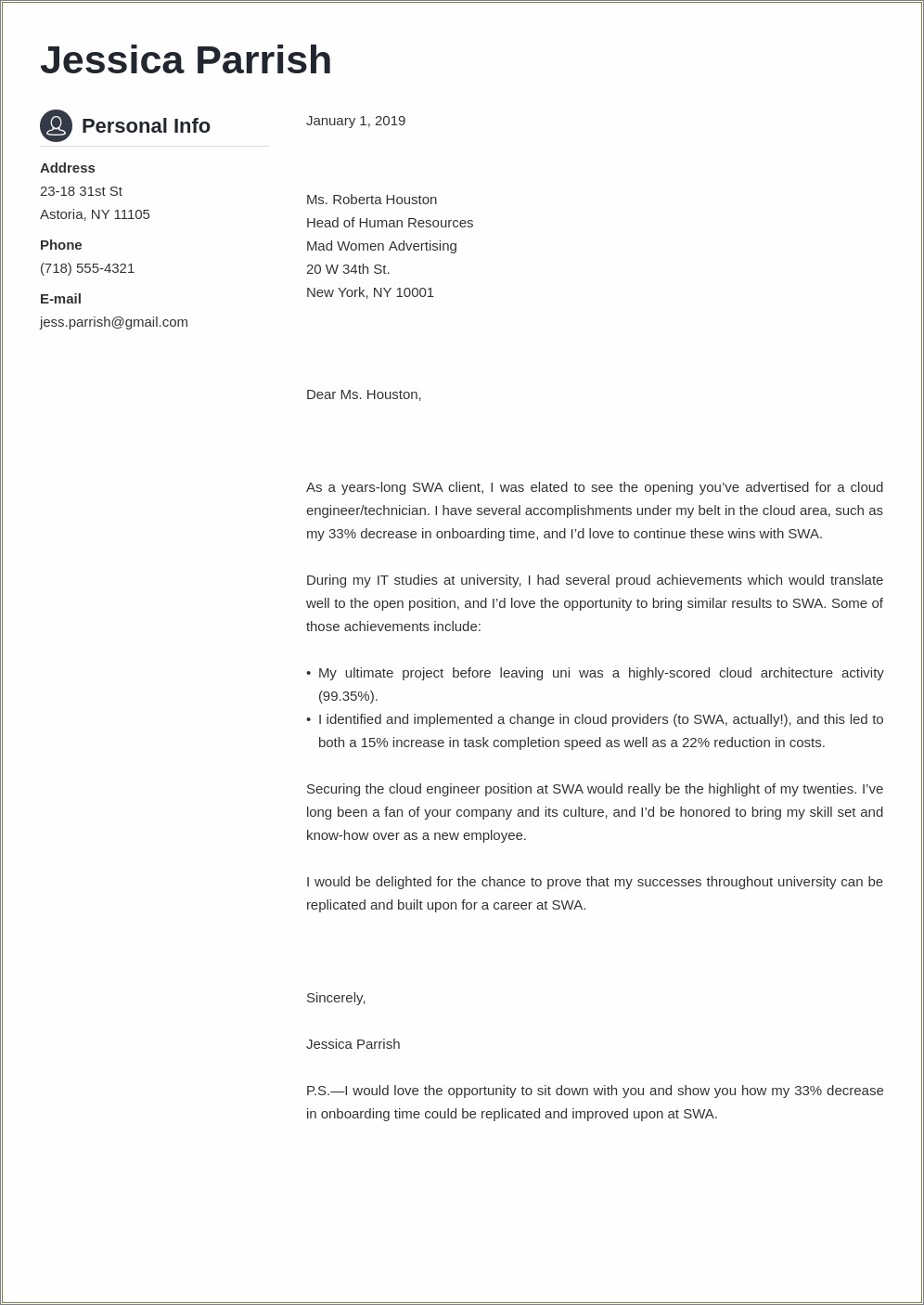 Sample Entry Level Resume Cover Letter