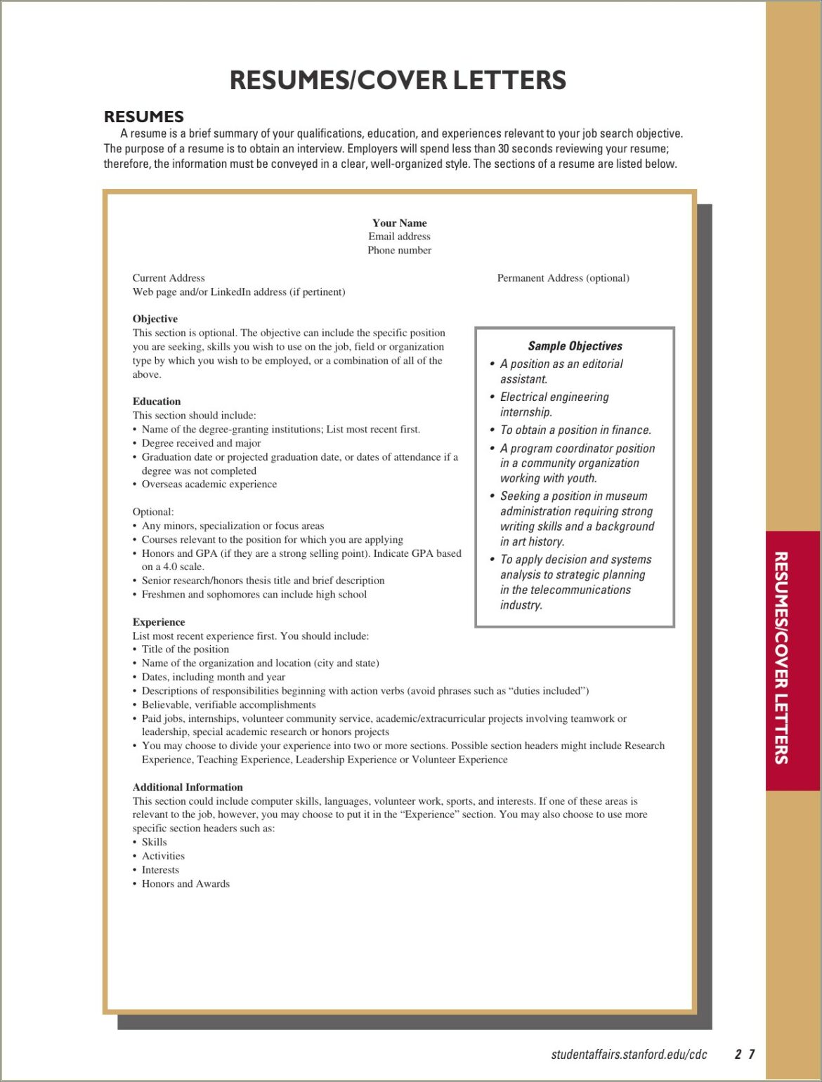 Sample First Year Cs Resume Stanford