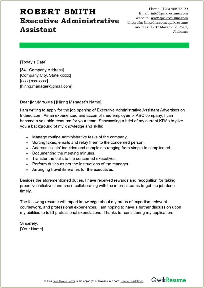 Sample Formal Letter Template Administrtive Assistantwith Resume