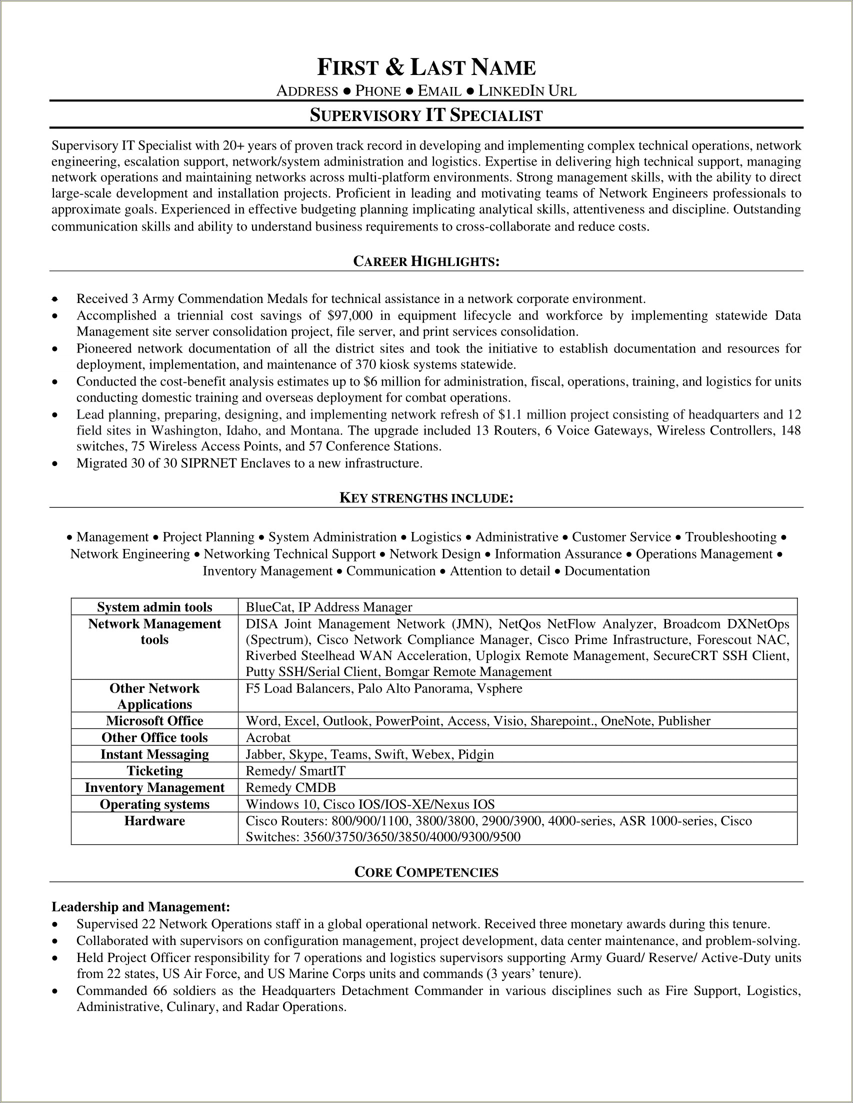 Sample Functional Resume For Military To Civilian