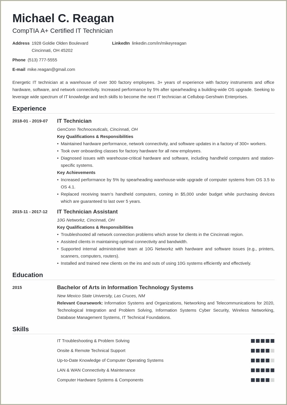 Sample Hardware Skills In A Resume