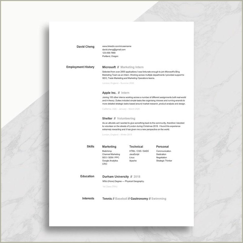 Sample High School Resume For First Job