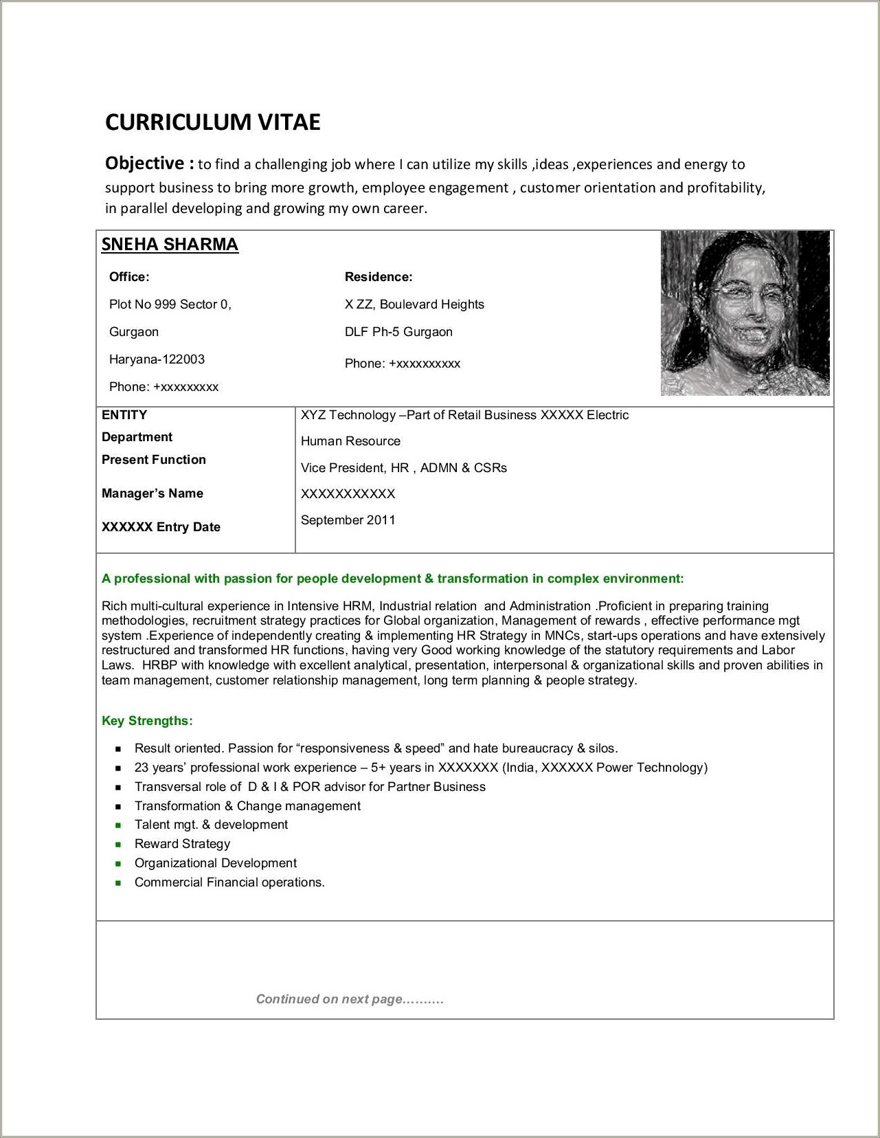 Sample Hr Resumes For 2 Years Experience
