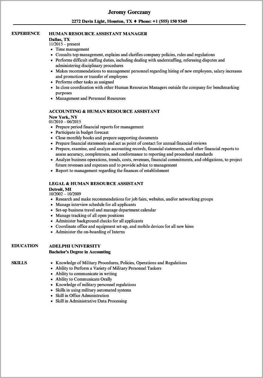 Sample Human Resources Background Checker Resume