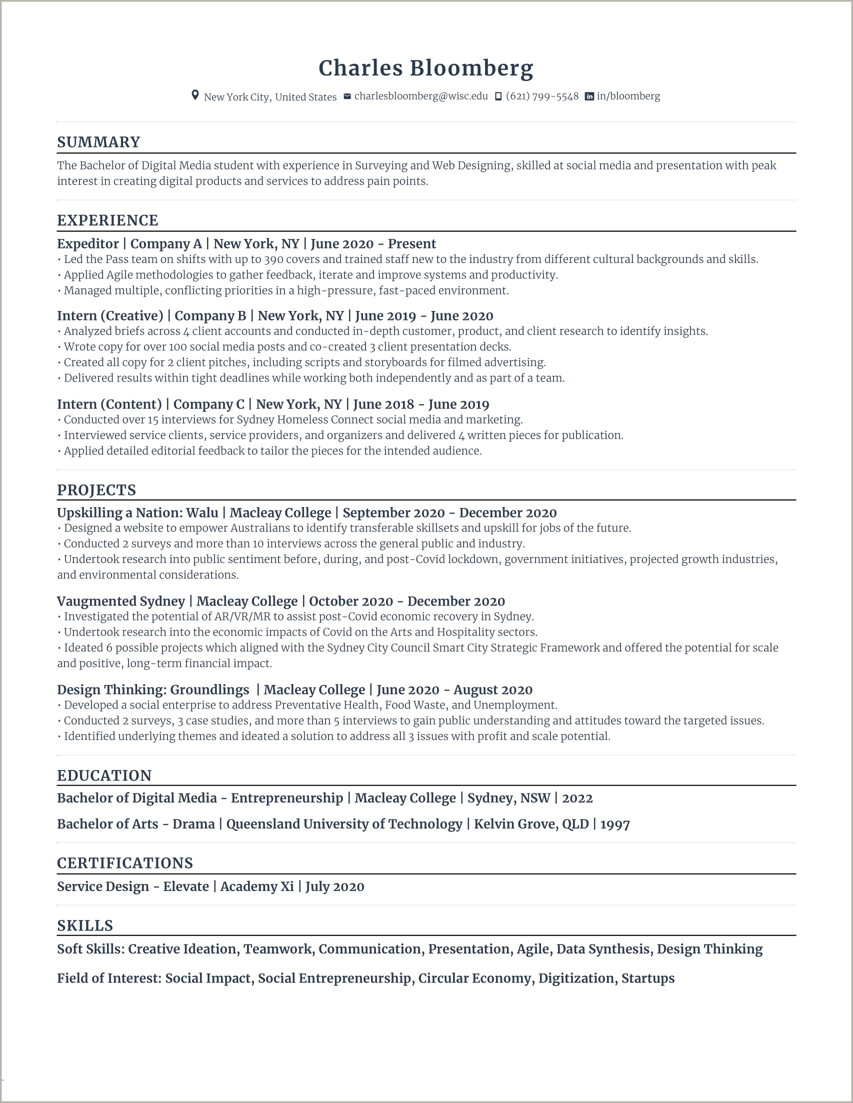 Sample It Resume Experience Not Recent