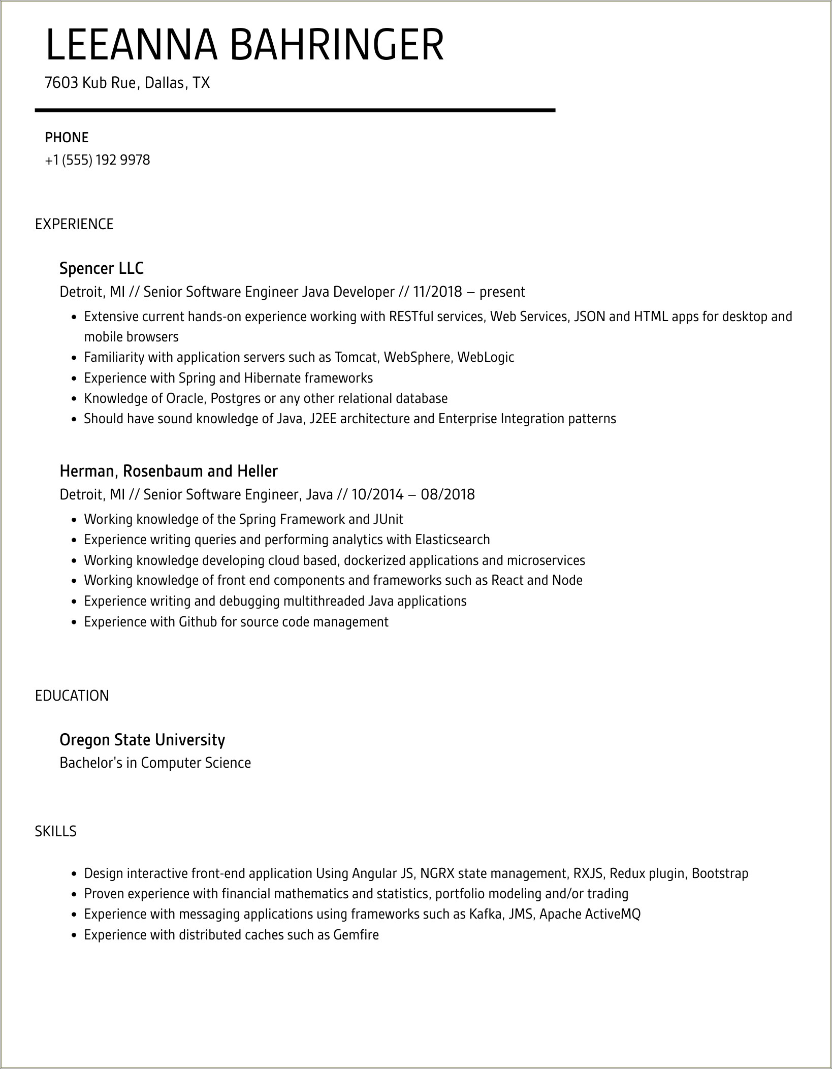 Sample Jms Rmi And Jdbc Resume