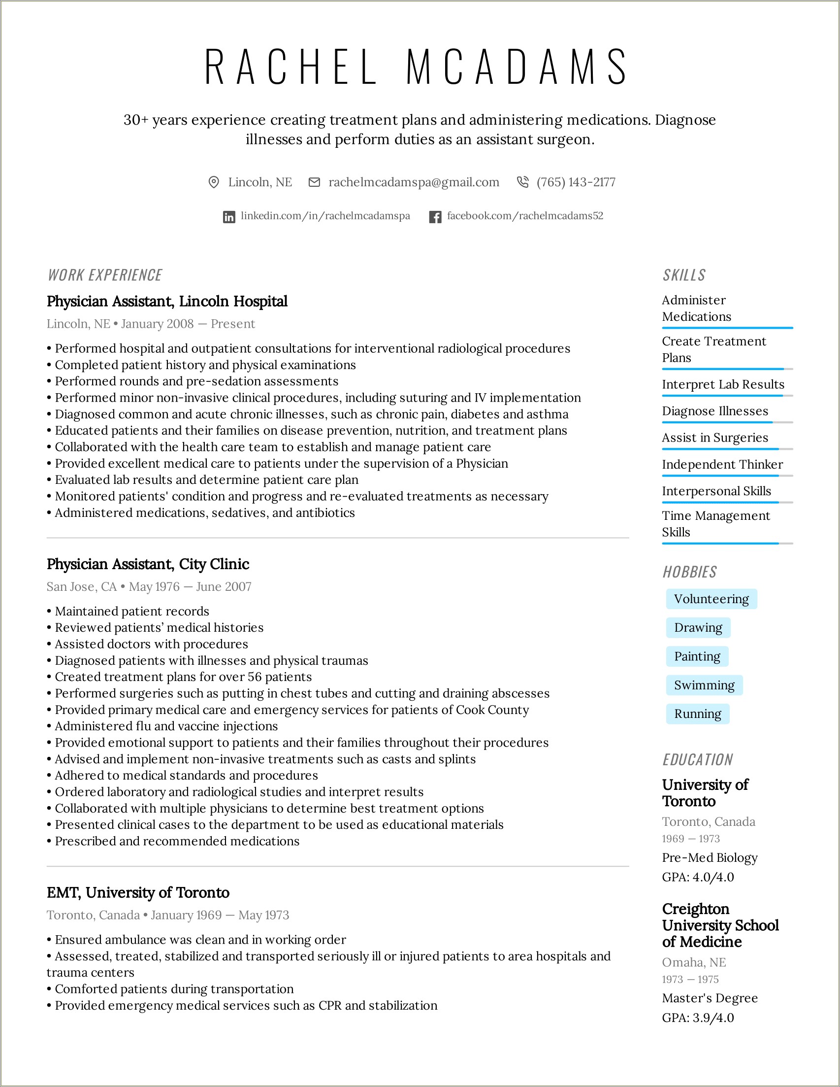 Sample Job Resume For Assistant Clinical Mamager