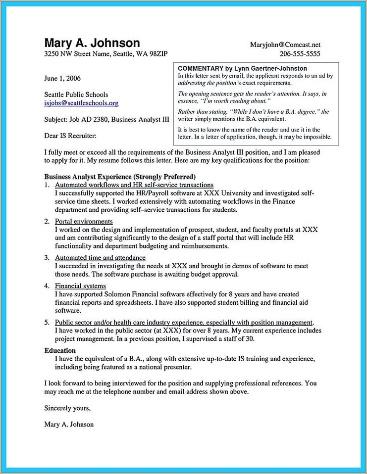 Sample Johnson And Johnson Business Analyst Resume