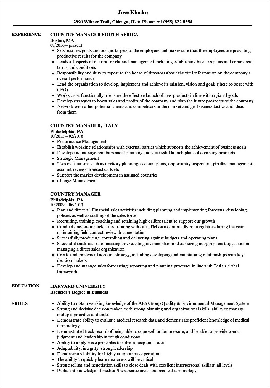 Sample Ksa Resume For A Southern Company Jobs