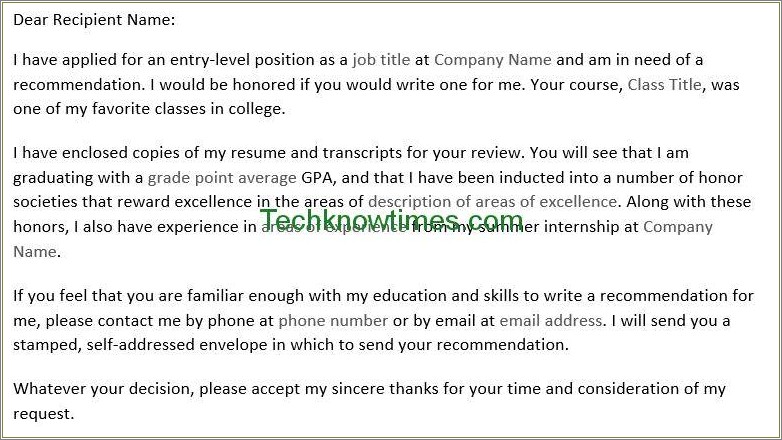 Sample Letter That Sending Resume To Professor