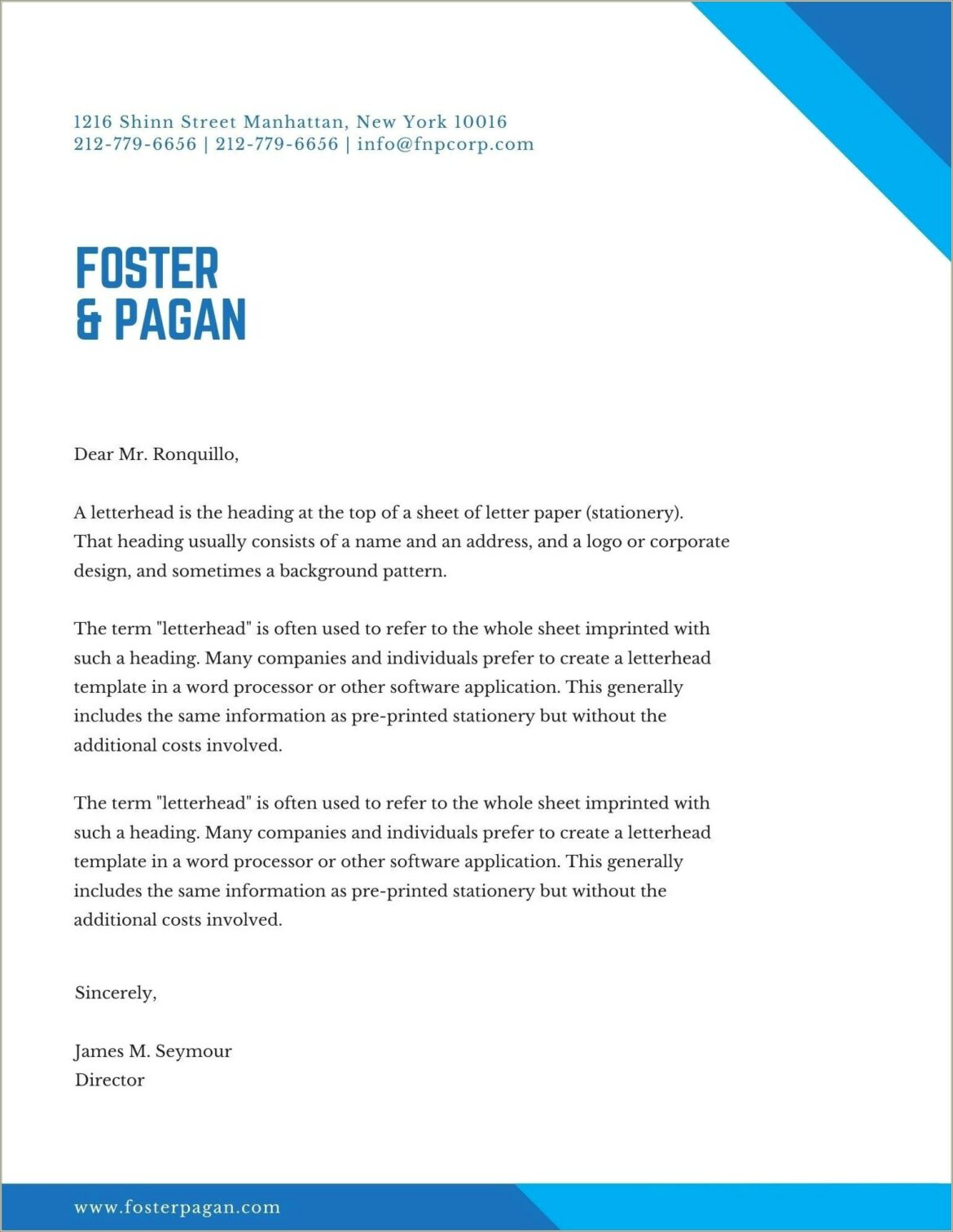 Sample Letterhead For Resume Cover Letter