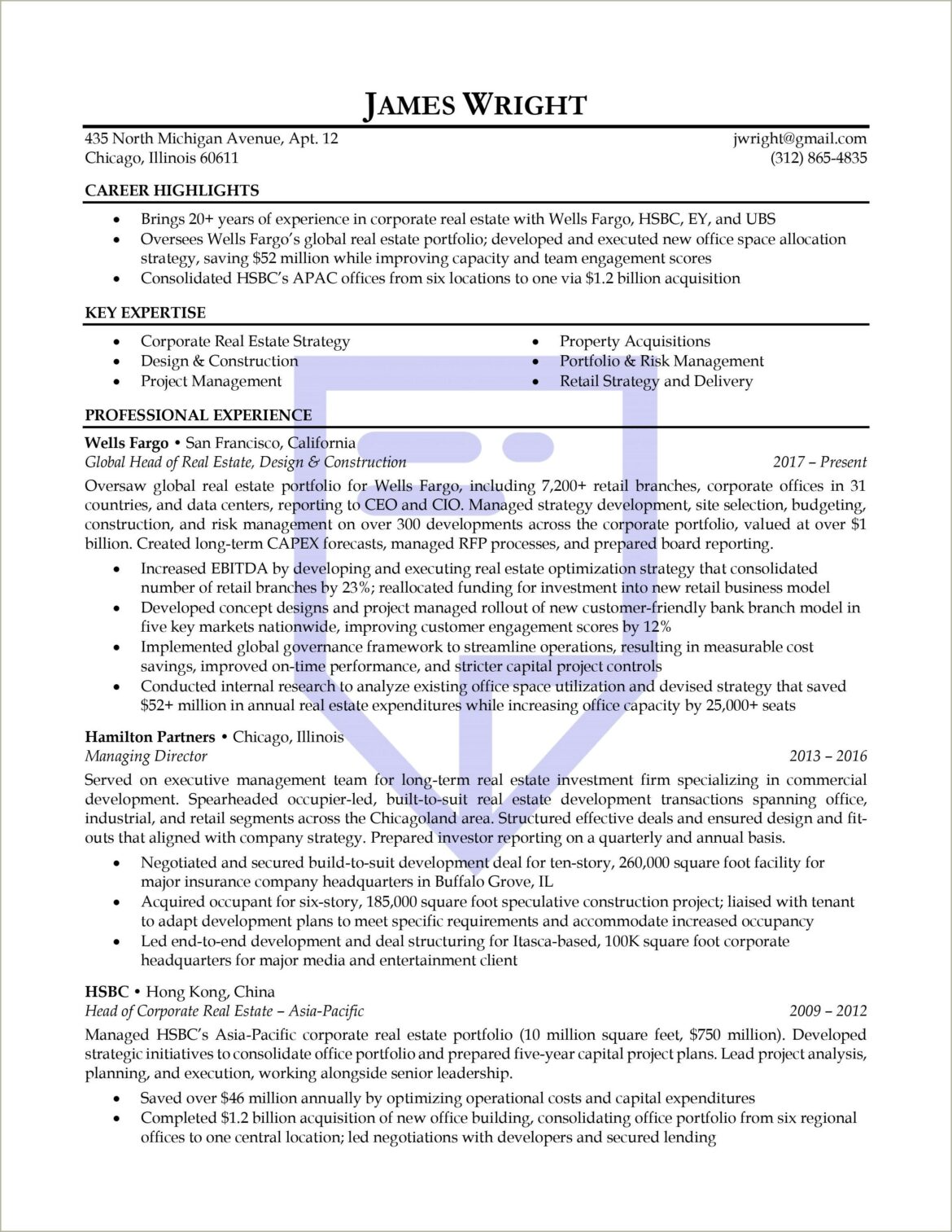 Sample List Acquisition On A Resume