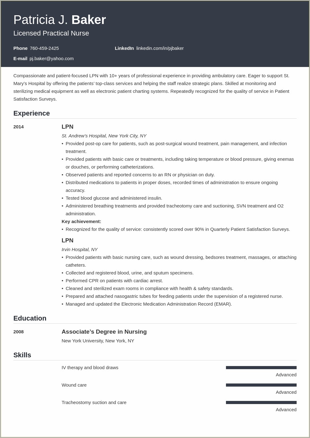 Sample Lpn Resume For Doctors Office