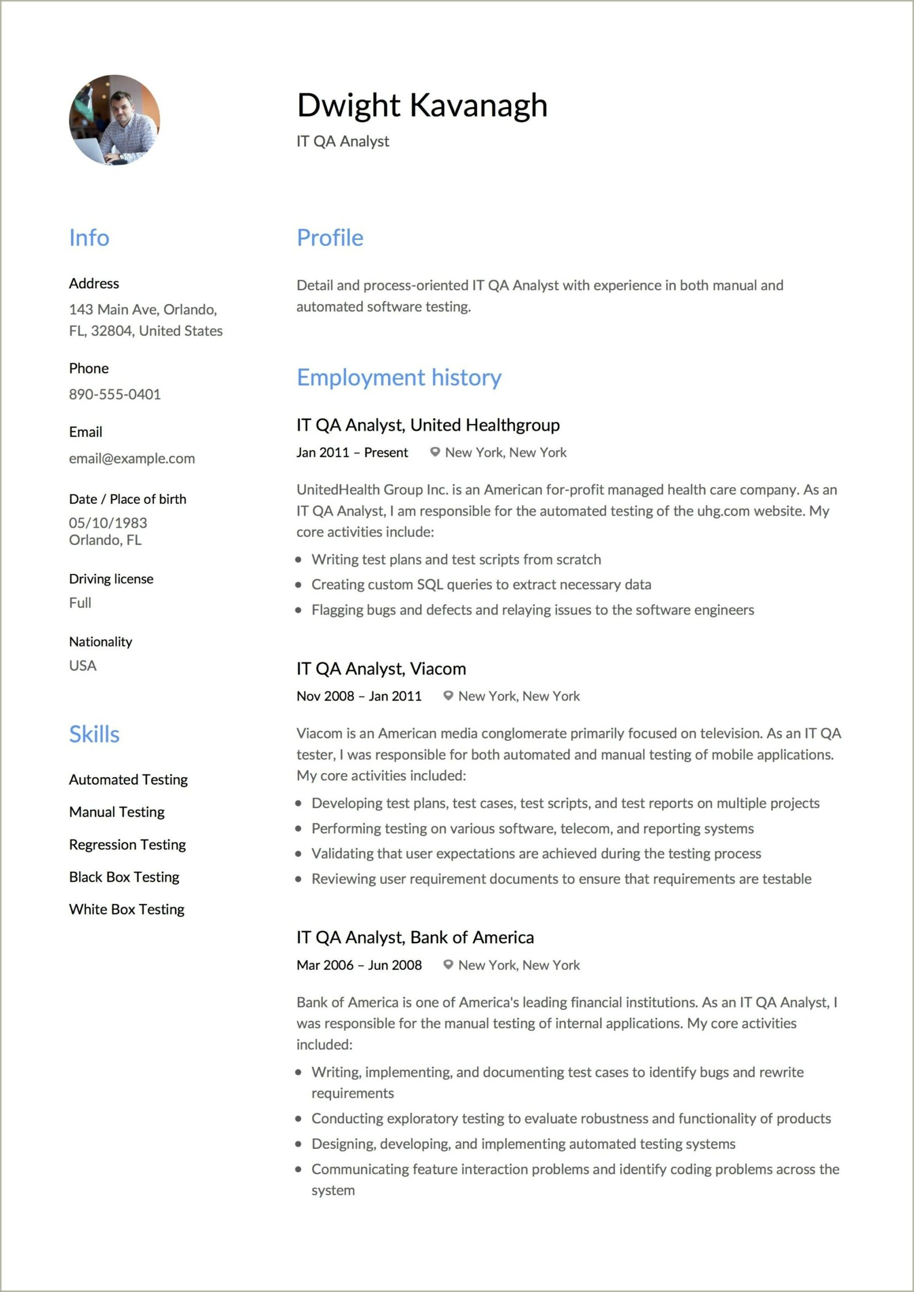 Sample Manual Testing Resume For 4 Years Experience