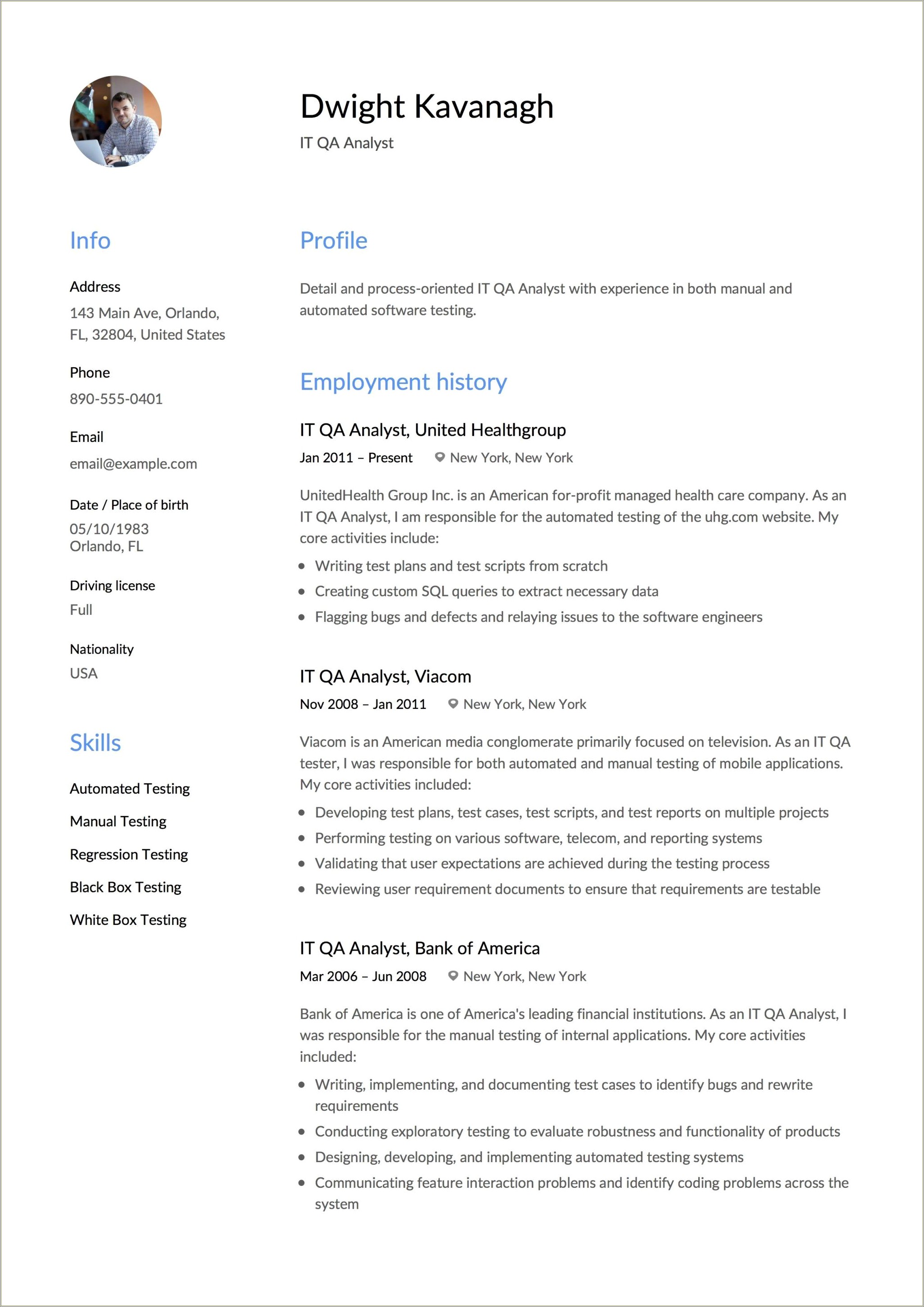 Sample Manual Testing Resume For 4 Years Experience