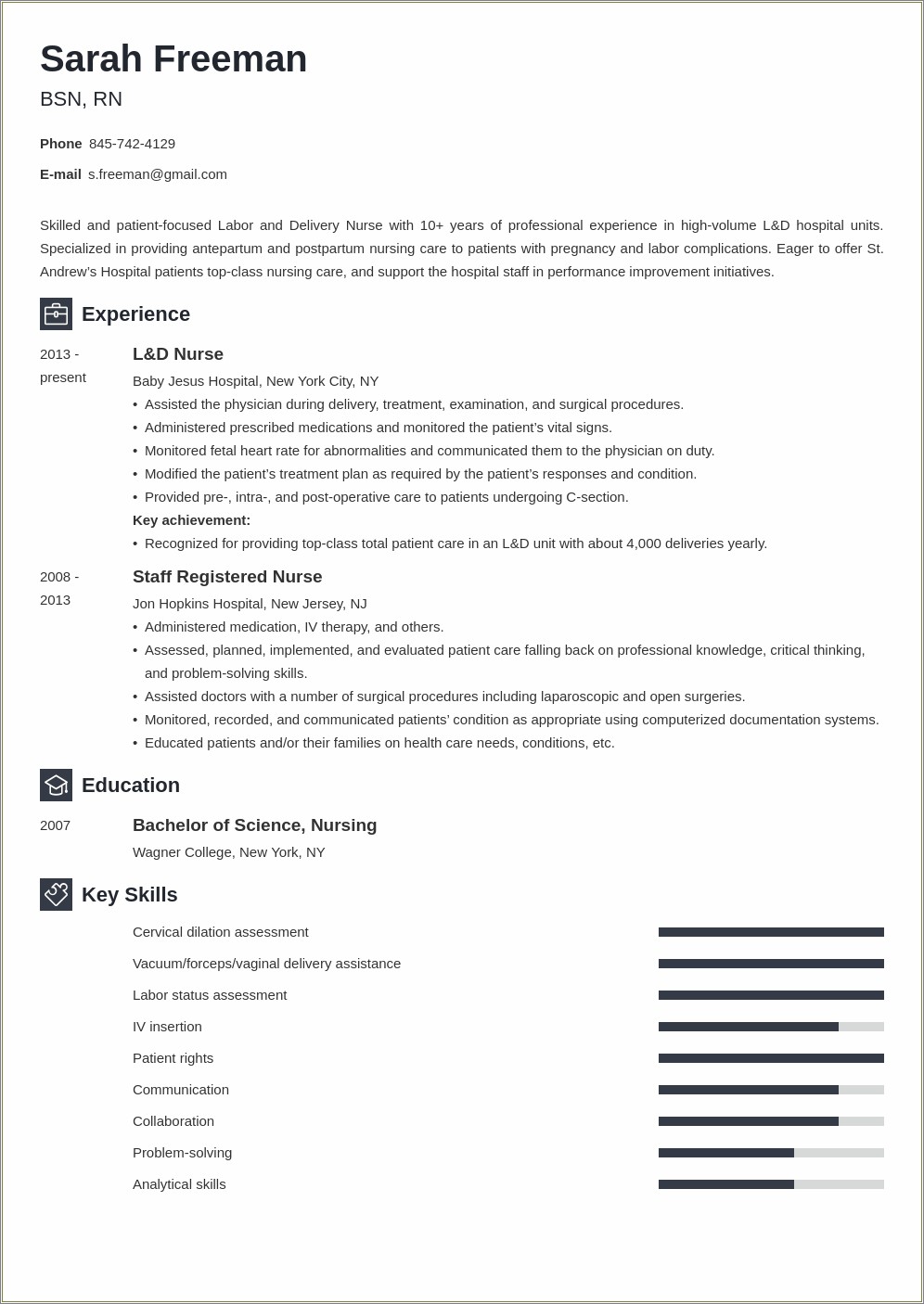 Sample Nurse Resume Labor And Delivery