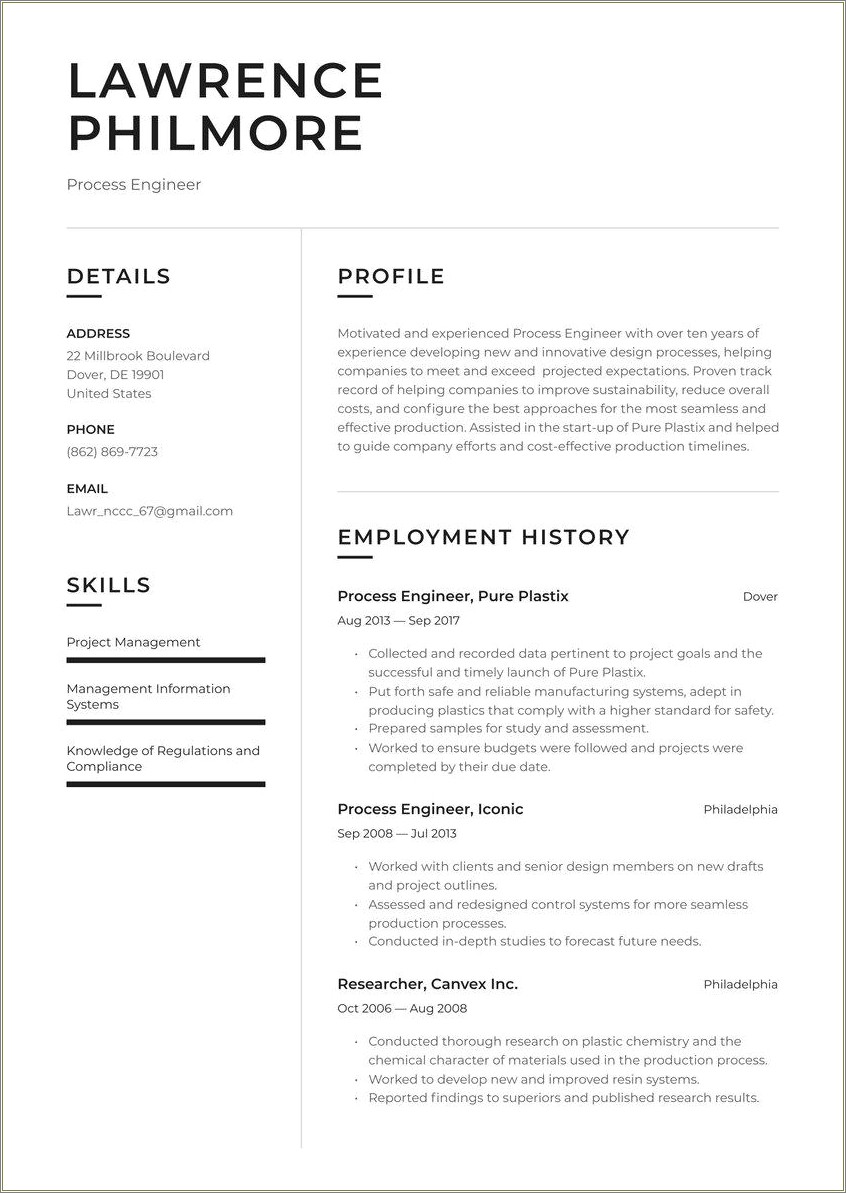 Sample Objective For Engineer Resume