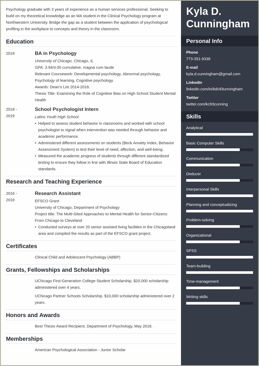 Sample Objective For Graduate School Resume