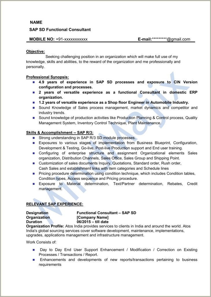 Sample Of A Bdc Auto Resume