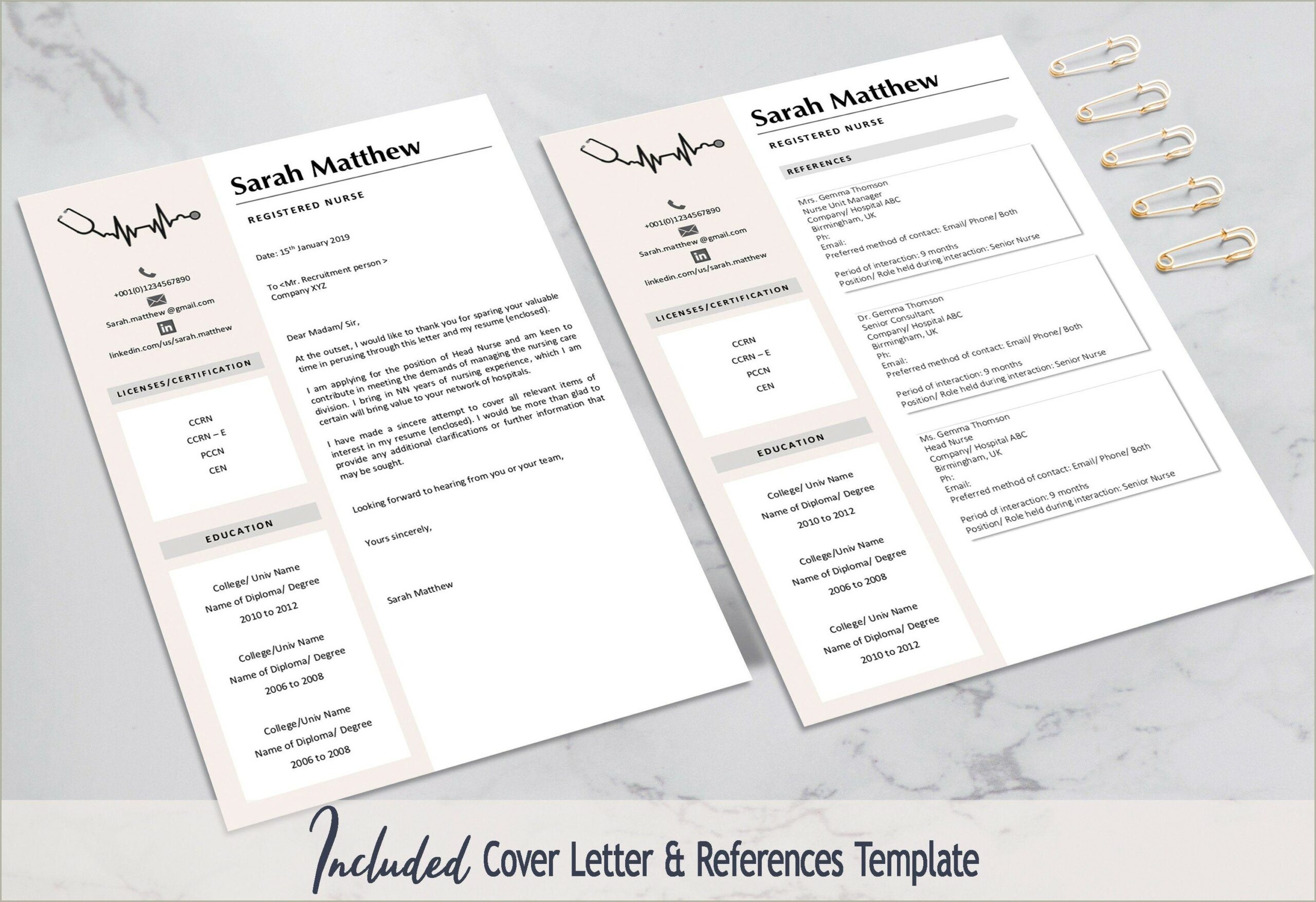 Sample Of A Medical Registered Nurse Resume