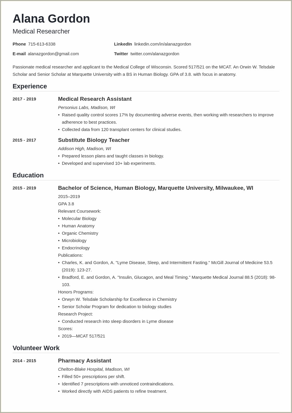 Sample Of Clinical Experience On Resume