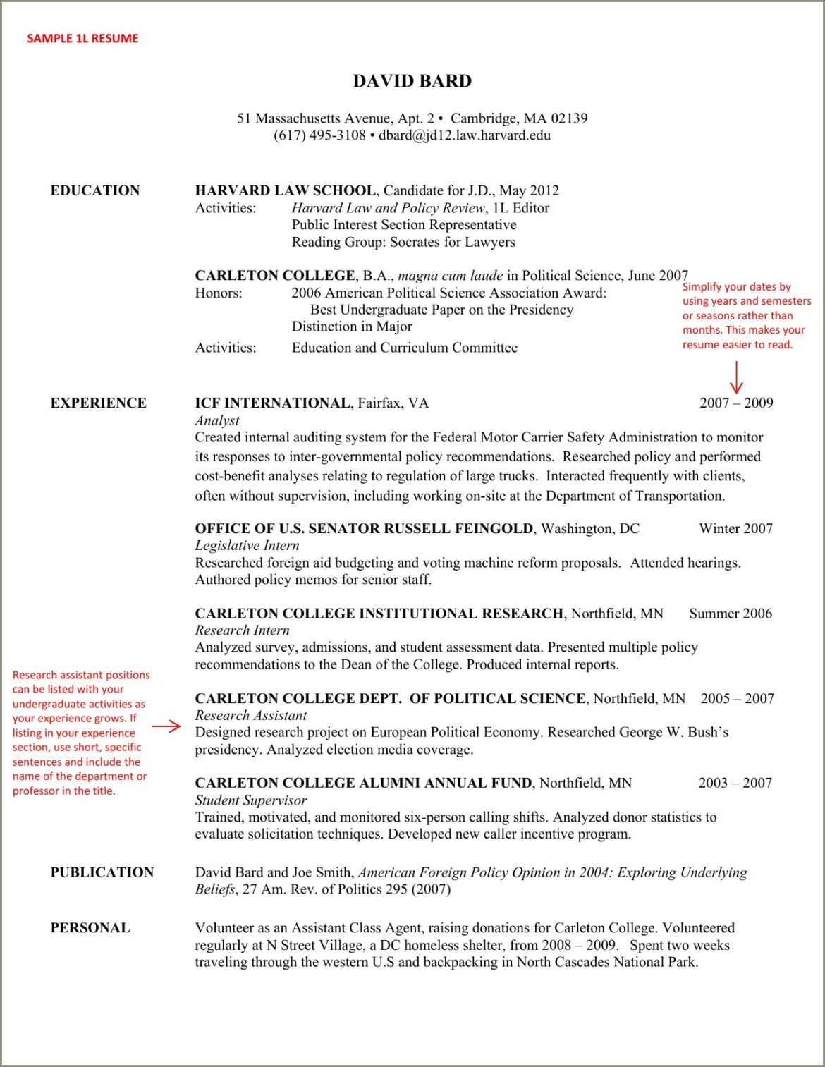 Sample Of Harvard Law School Resume