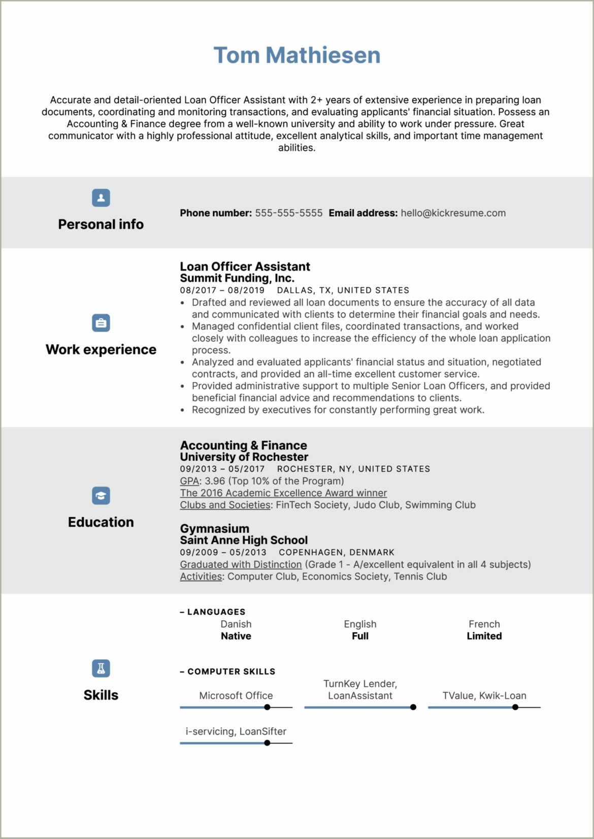 Sample Of Mortgage Loan Officer Resume