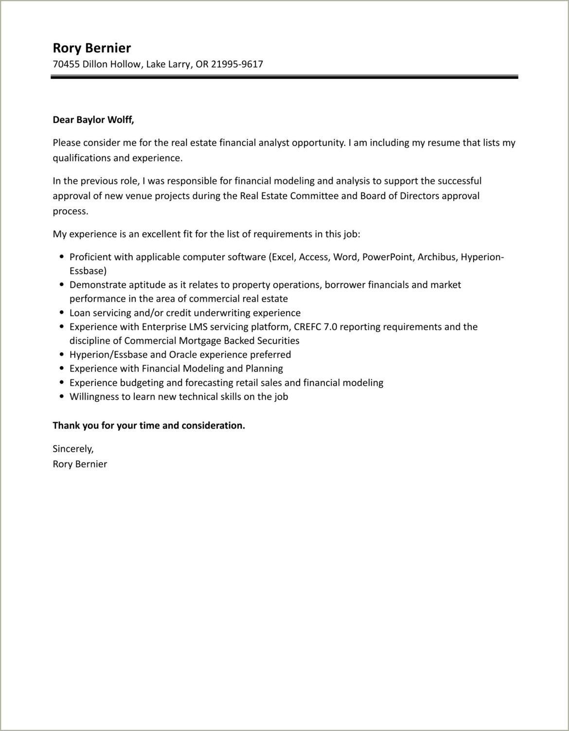 Sample Of Real Estate Cover Letter Resume