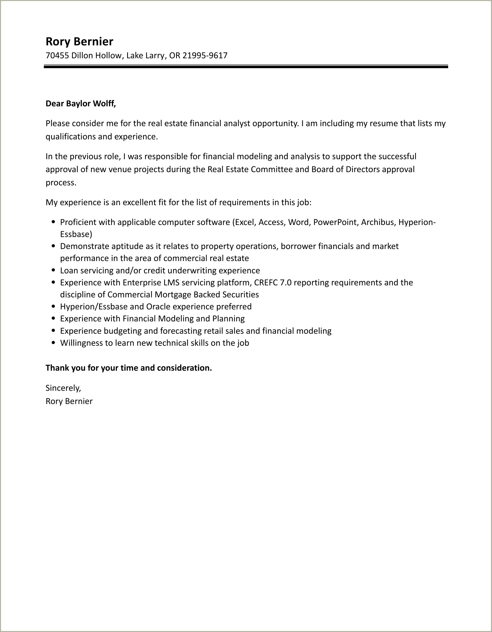 Sample Of Real Estate Cover Letter Resume