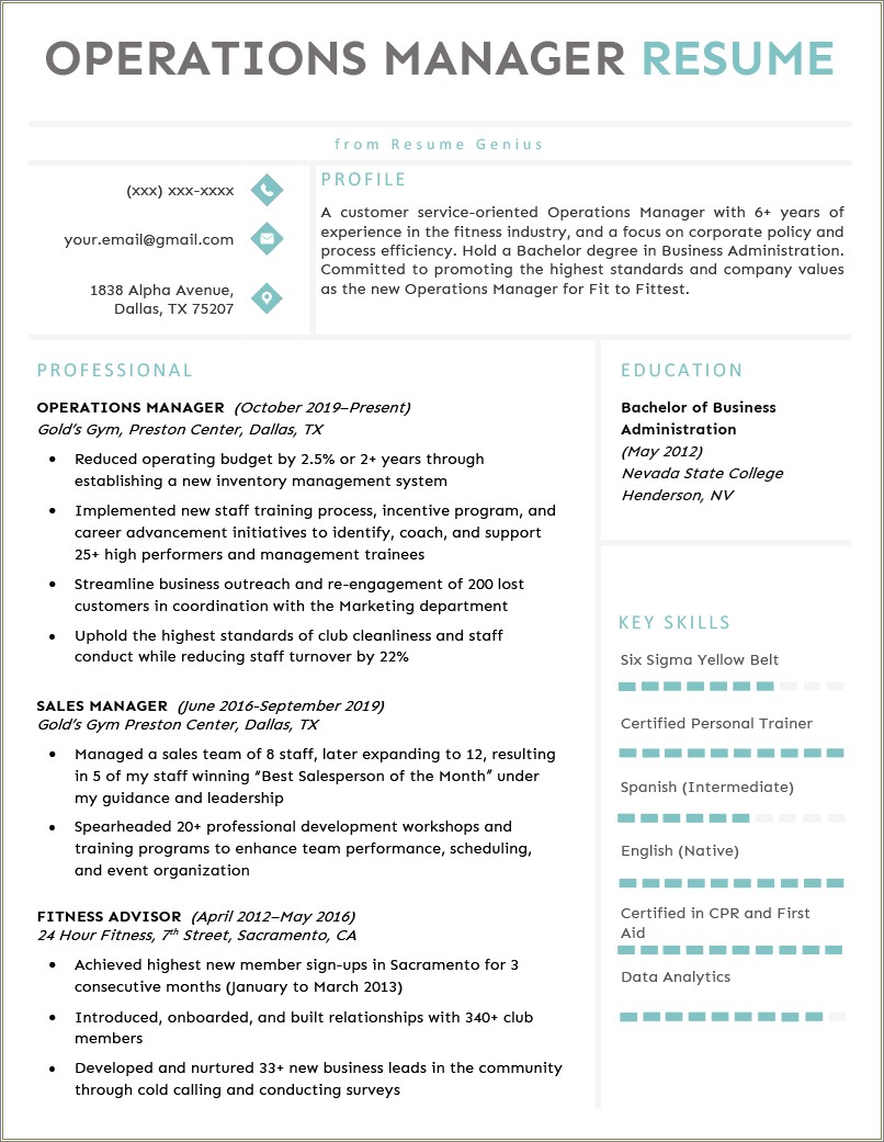 Sample Of Resume For Administration Manager