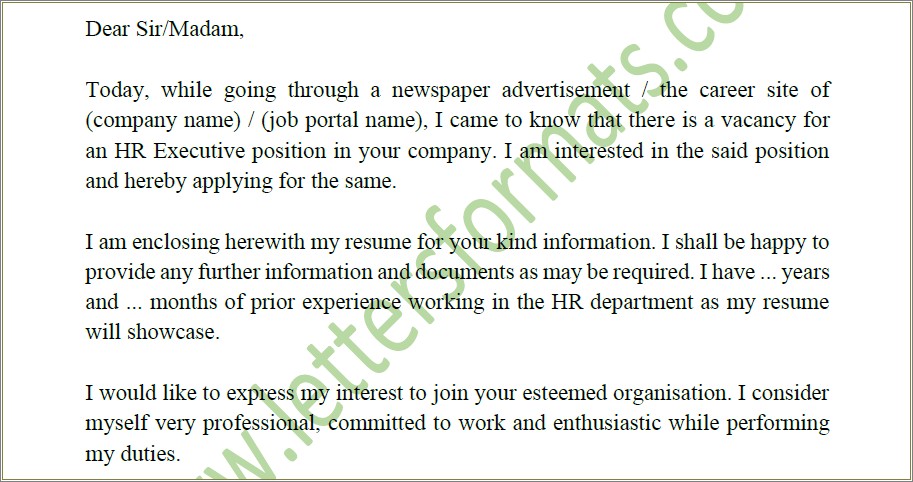 Sample Of Resume For Any Vacant Position