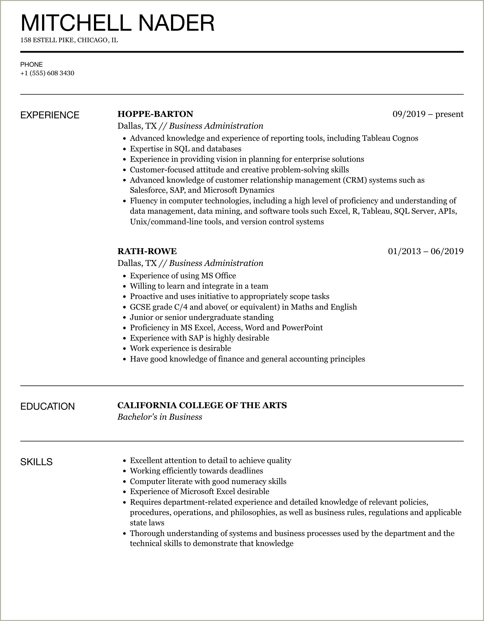Sample Of Resume For Ojt Customs Administration