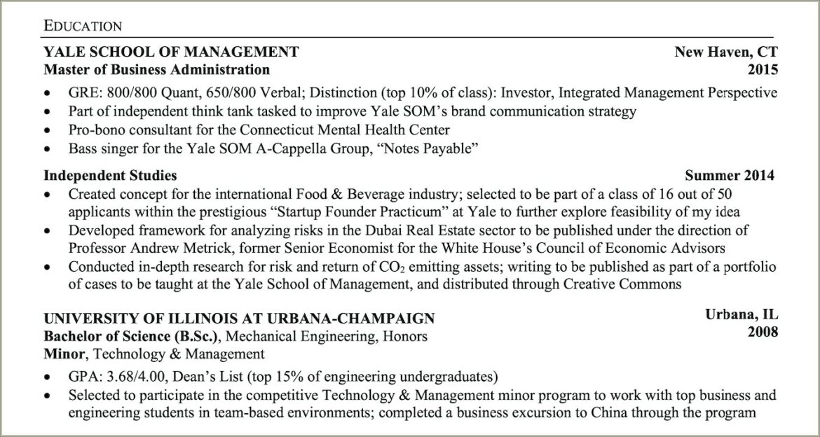 Sample Of Resume For Person That Got Mbb