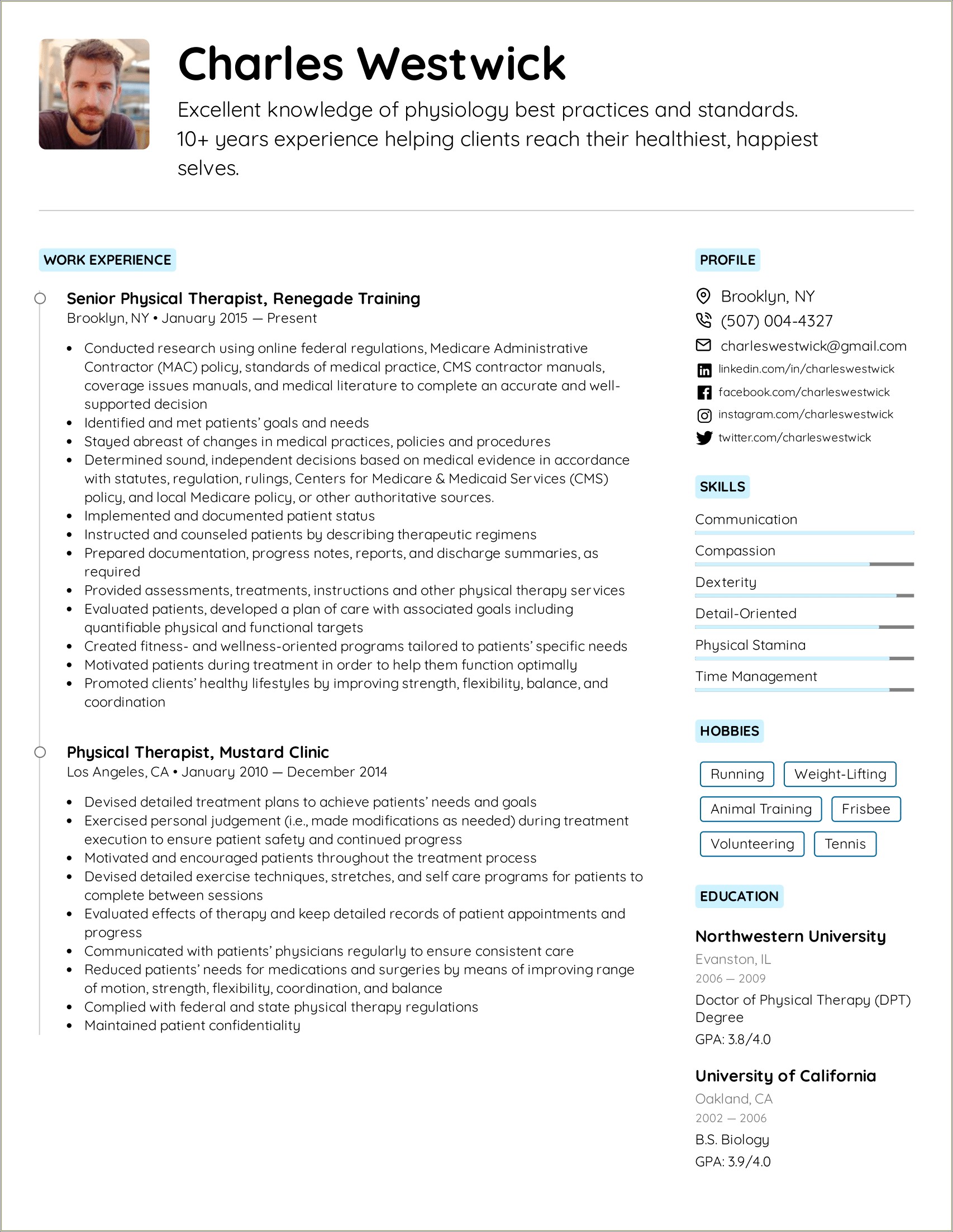 Sample Of Resume For Physical Therapy Assistant