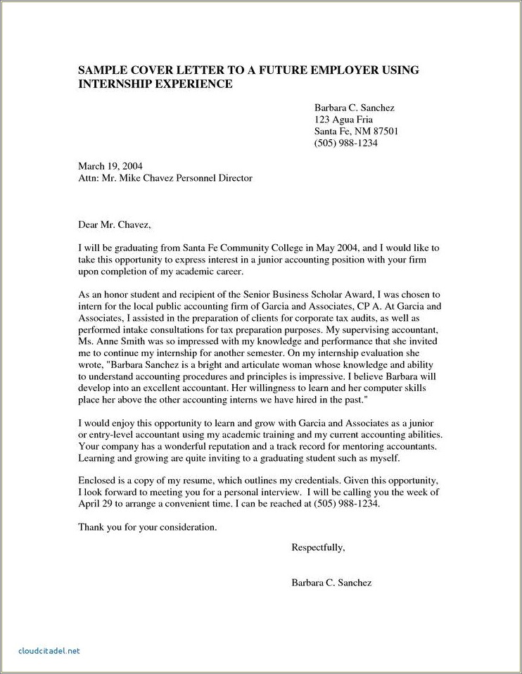 Sample Of Resume Letter Without Experience