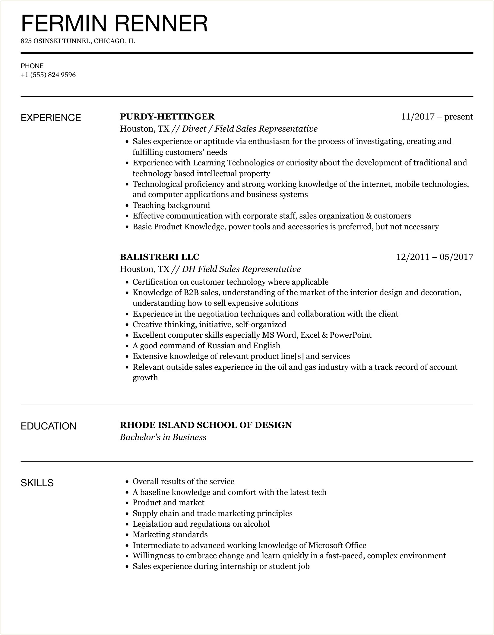 Sample Of Resume Of Sales Lady