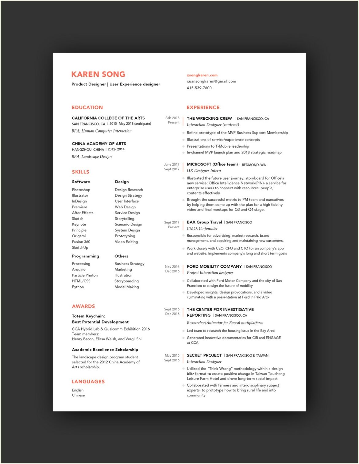 Sample Of Resume While Travelling For A Year