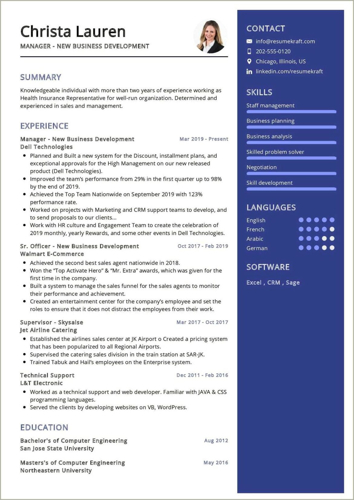 Sample Of Sales Development Representative Resume