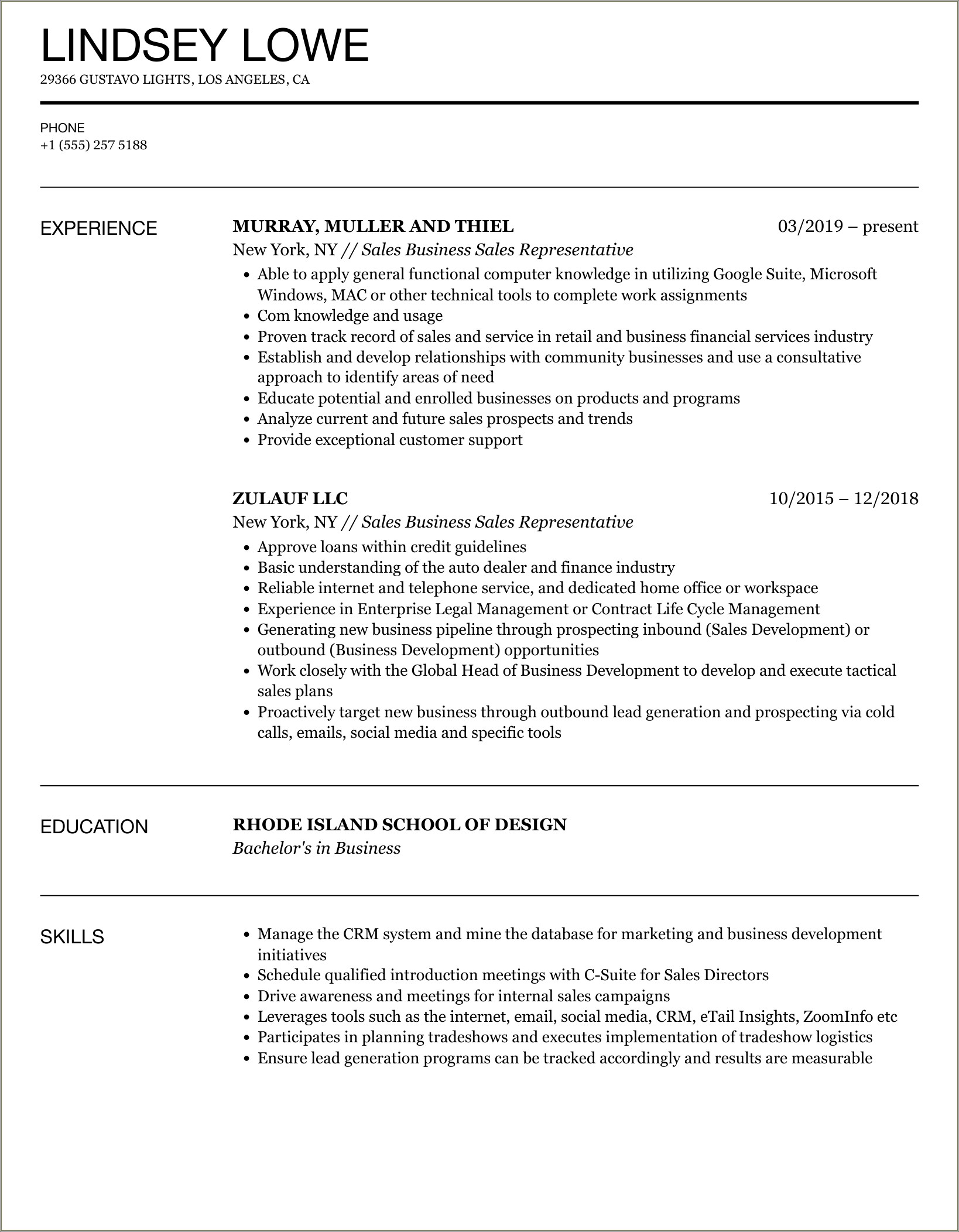 Sample Of Sales Rep With Gione Resume