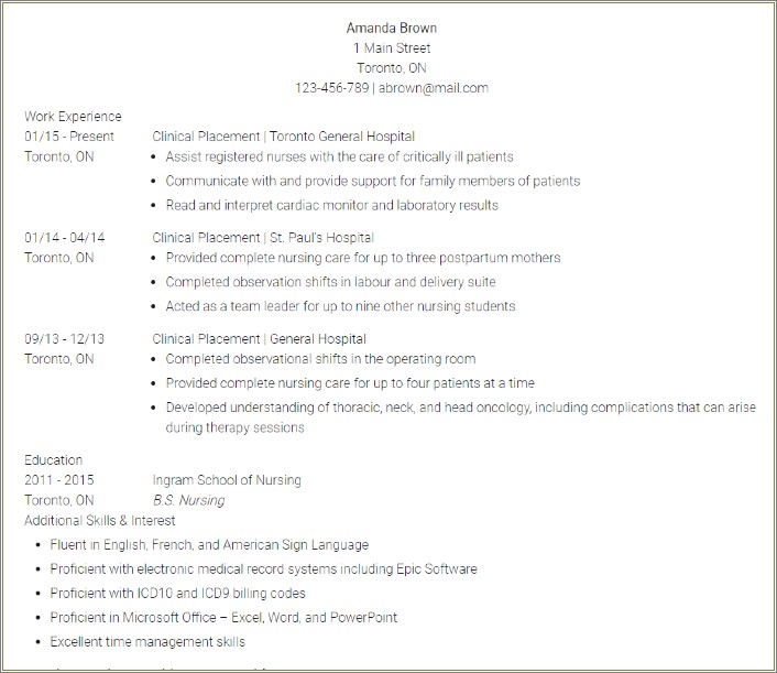 Sample Of Skills And Interest In Resume