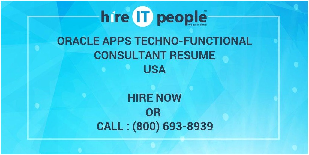 Sample Oracle Application Techno Functional Consultant Resume
