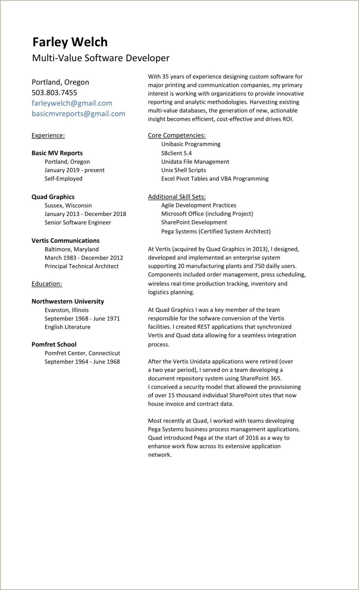 Sample Pega Developer Resume Filetype Doc