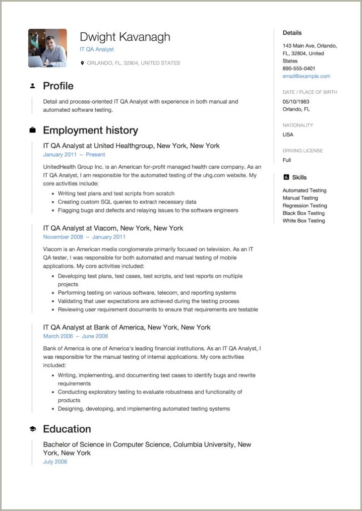 Sample Qa Tester Resume For Banking Domain Indeed