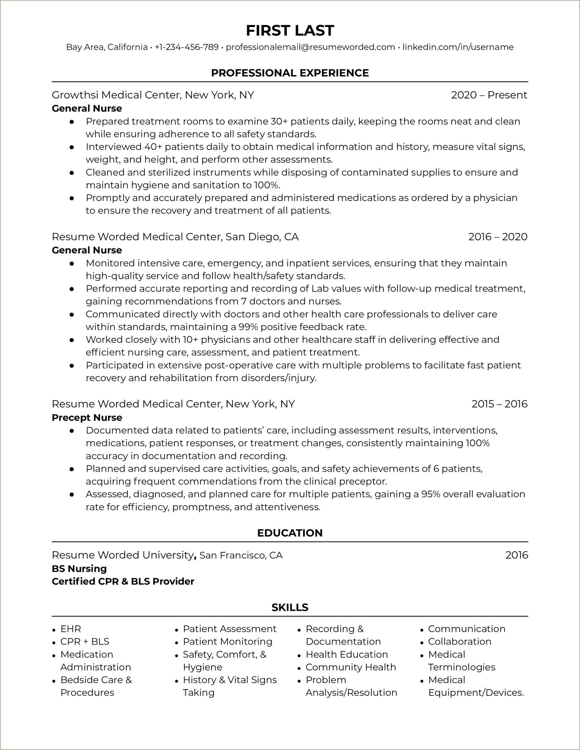 Sample Qualifications In Resume For Nurses