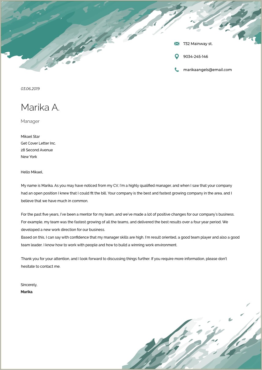 Sample Real Estate Resume Cover Letter